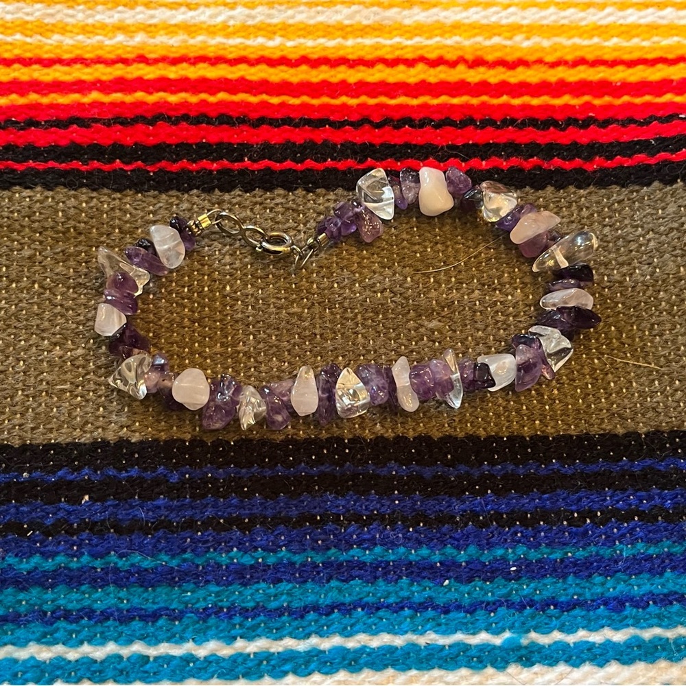 Amethyst Rose Quartz chip bracelet